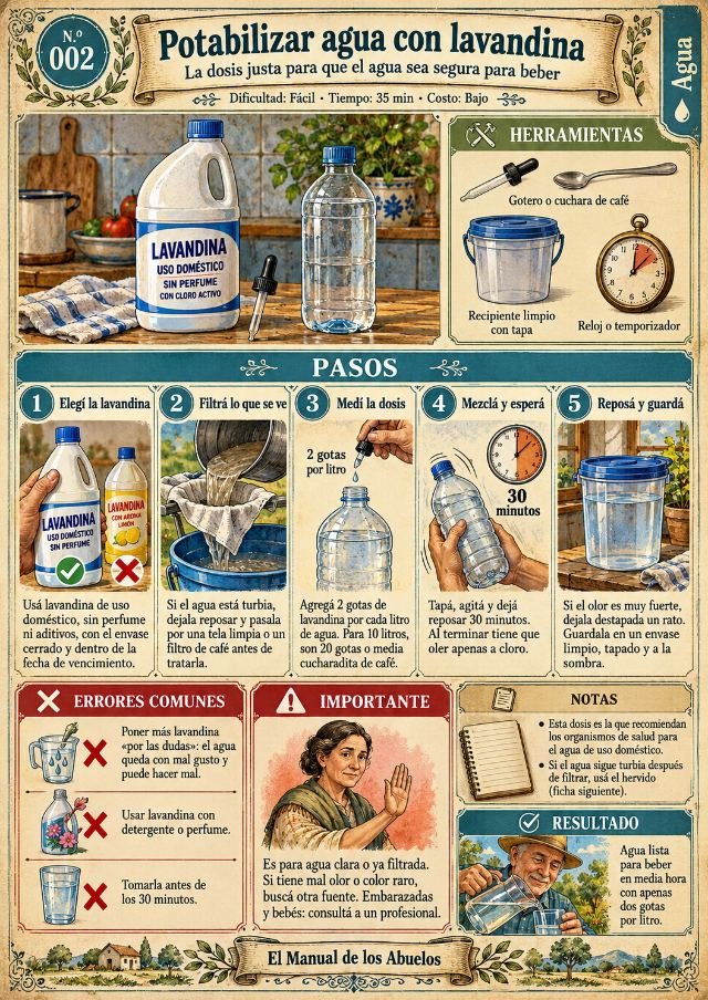 Página del manual: Potabilizar agua con lavandina